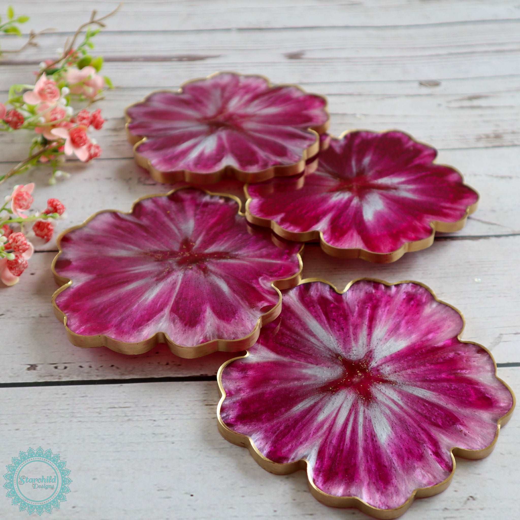 Cherry Blossom Flower Coaster -  Silicone Mould, Epoxy Resin Art, Brisbane, Australia