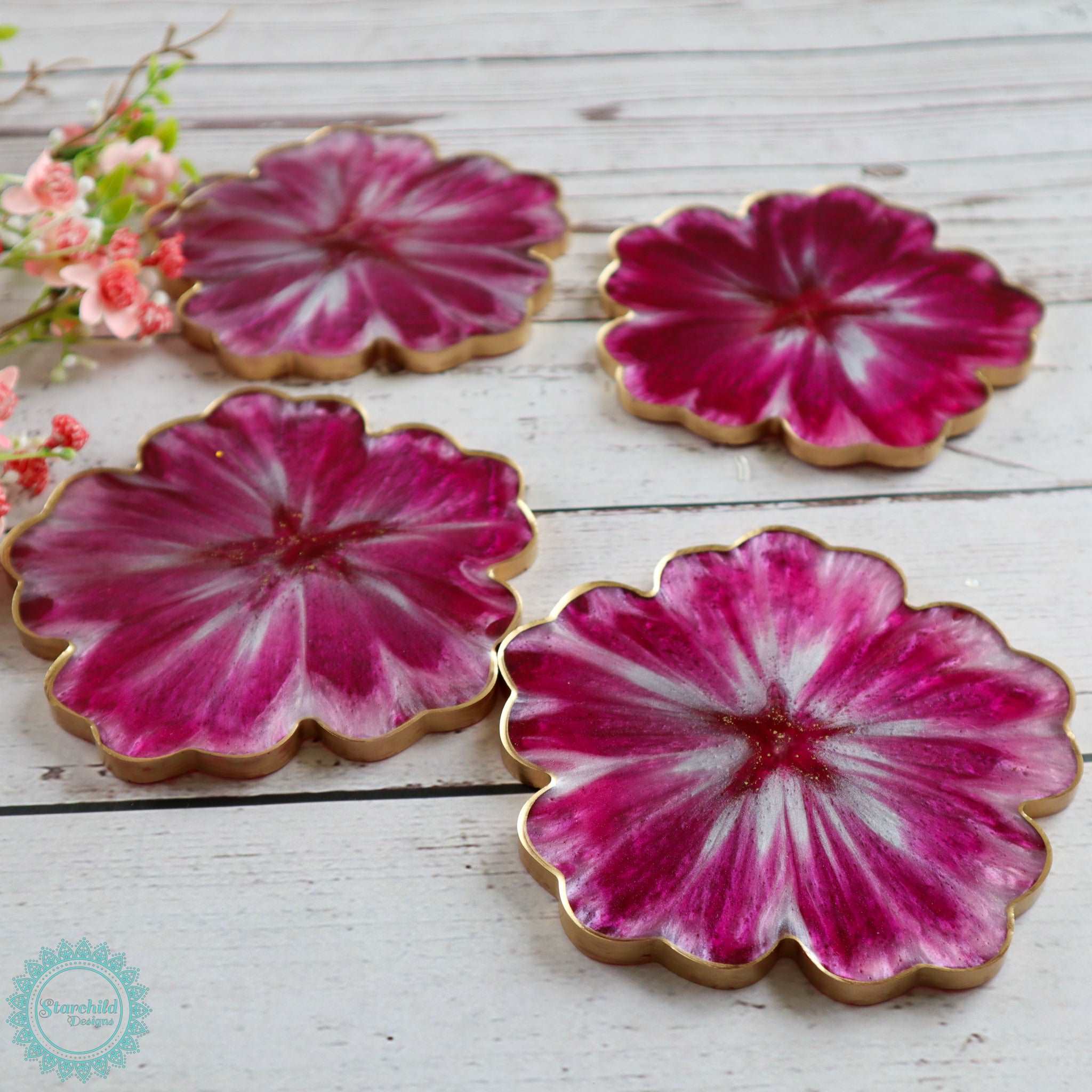 Cherry Blossom Flower Coaster -  Silicone Mould, Epoxy Resin Art, Brisbane, Australia