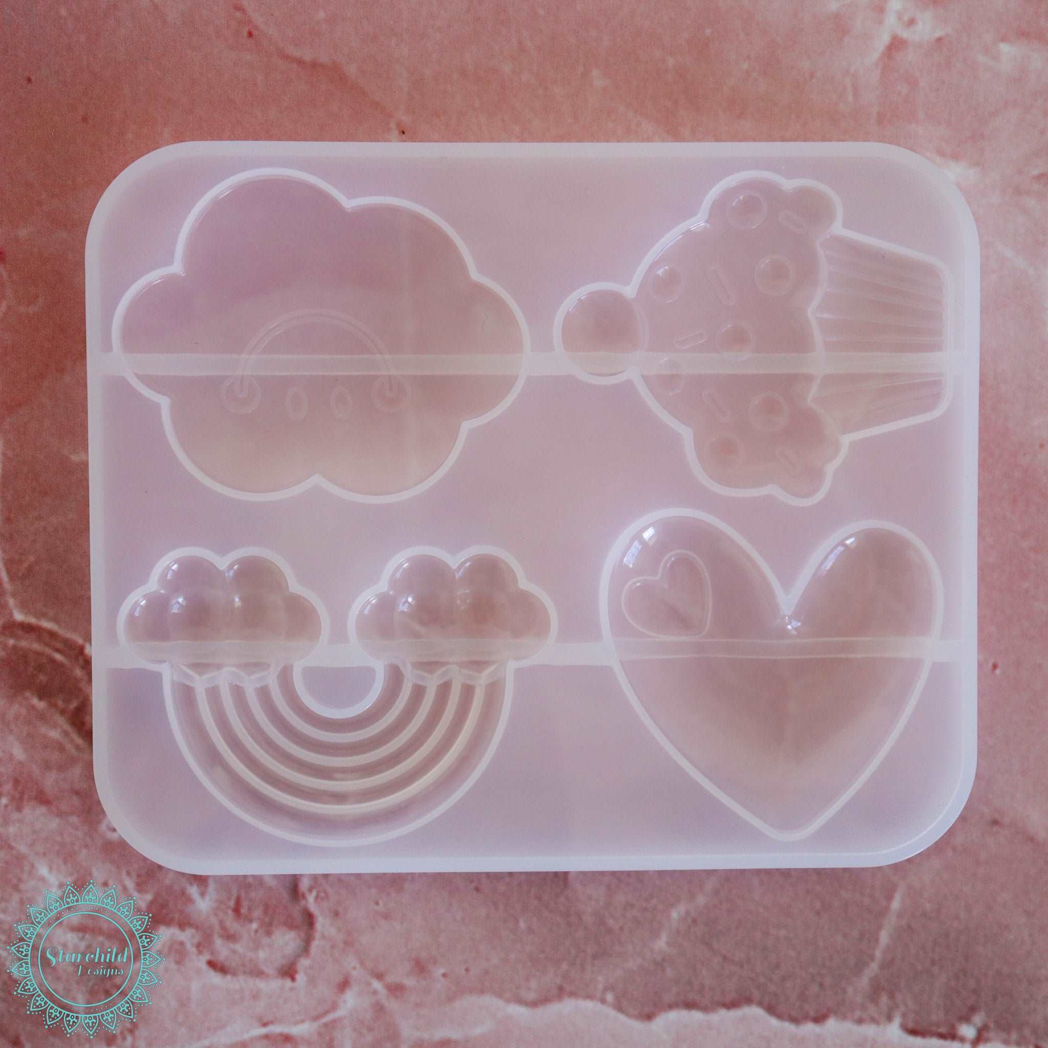 Cupcake Rainbow Heart - Silicone Mould