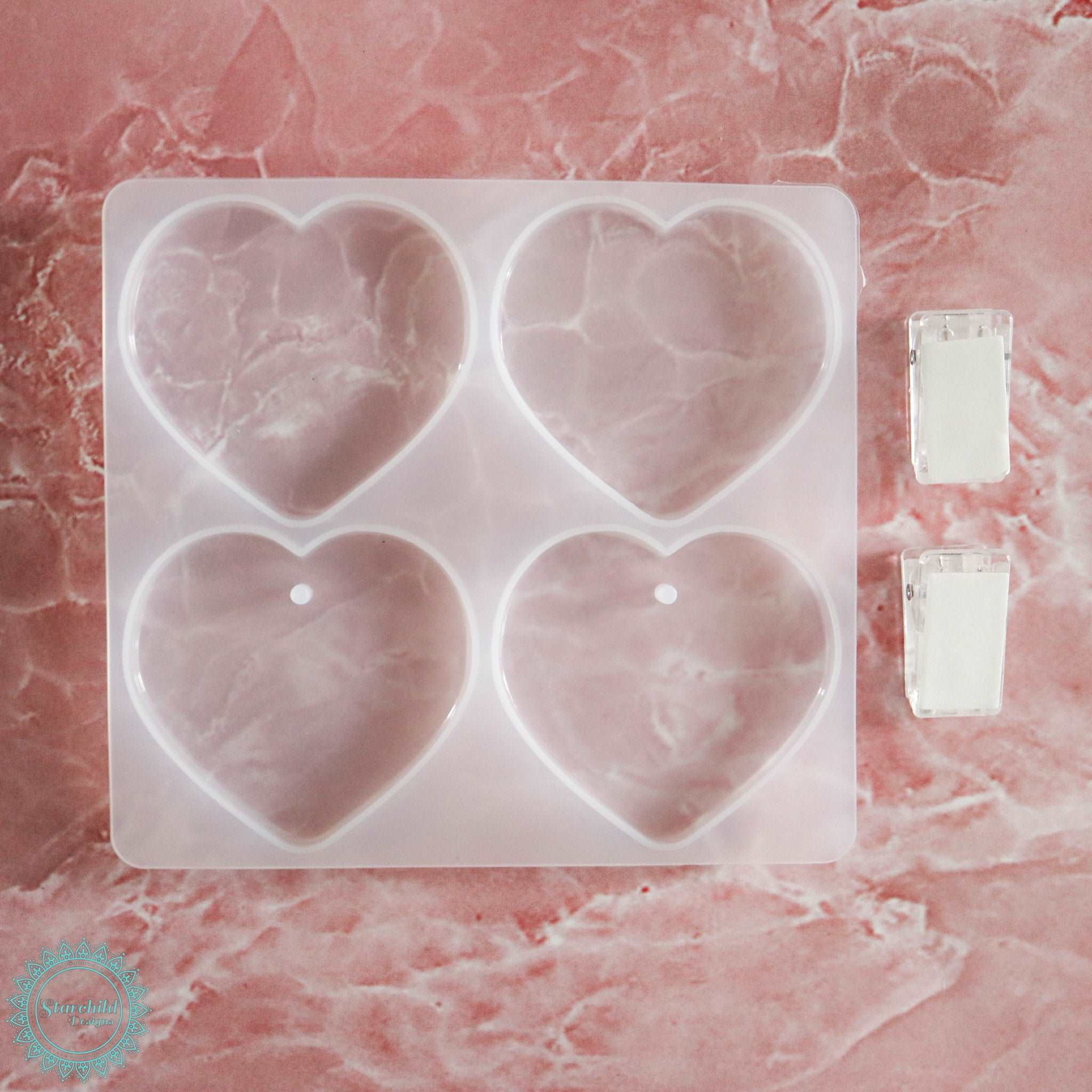 Flower Heart Circle Folder Clip - Silicone Mould