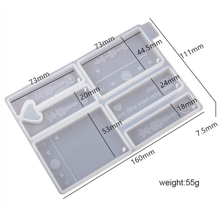 Music Player Love Keychain Silicone Mould