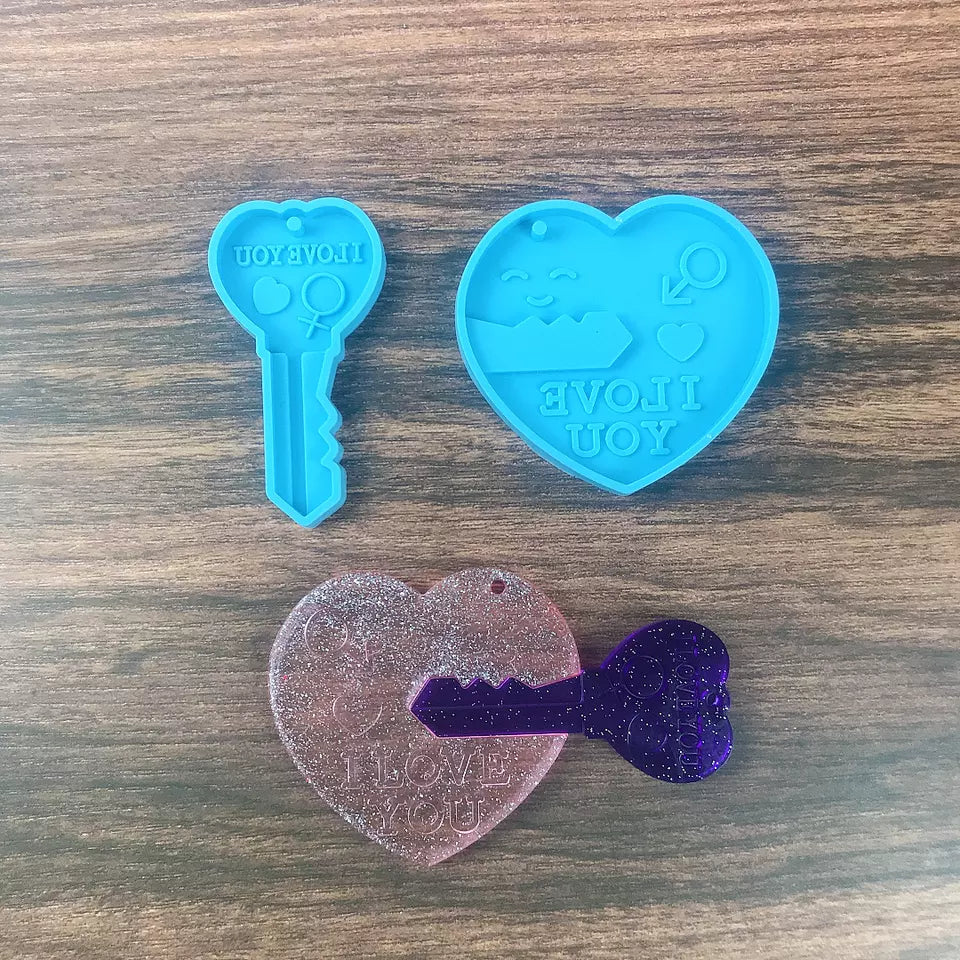 Key and Heart Keychain - Silicone Mould