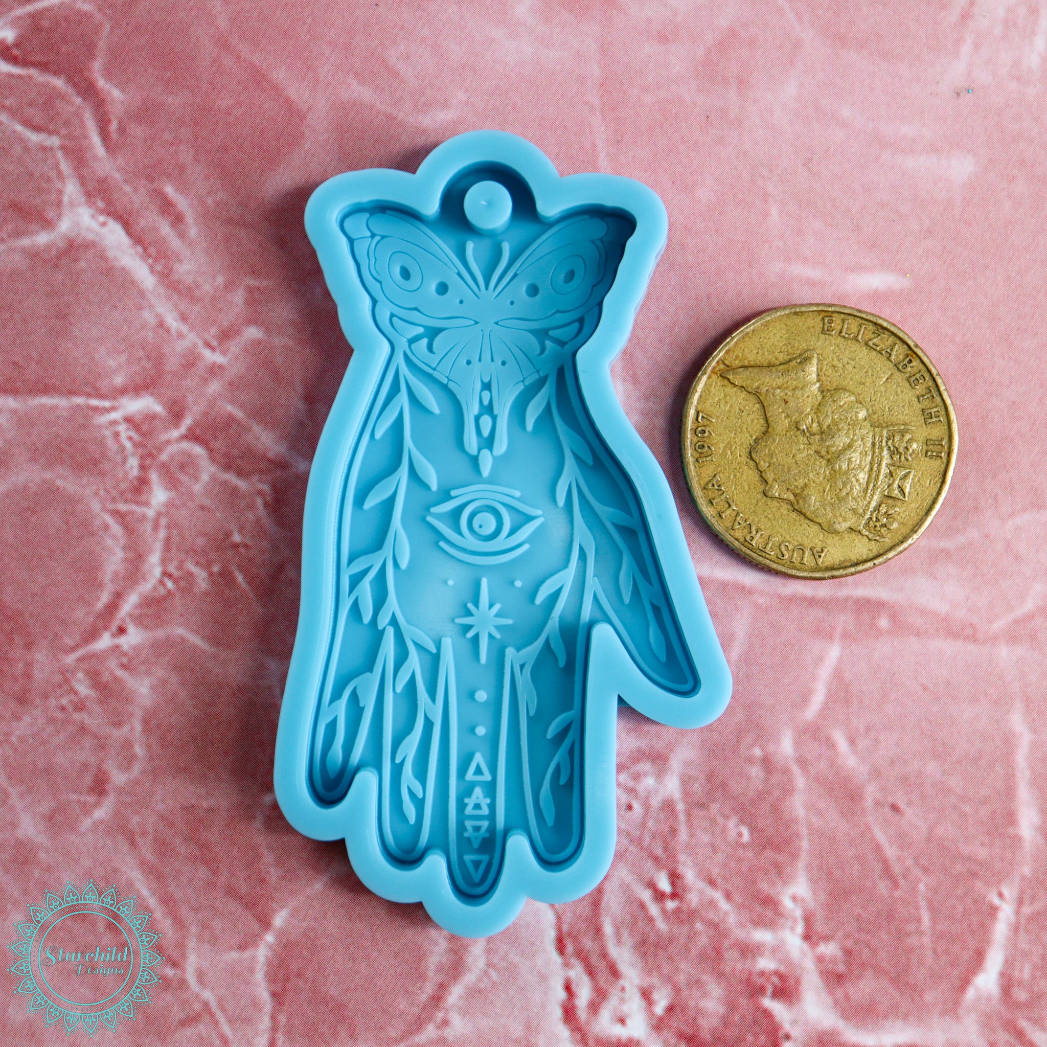 Magic Pagan Death Moth Wicca Hand Keychain - Silicone Mould, Epoxy Resin Art, Brisbane, Australia