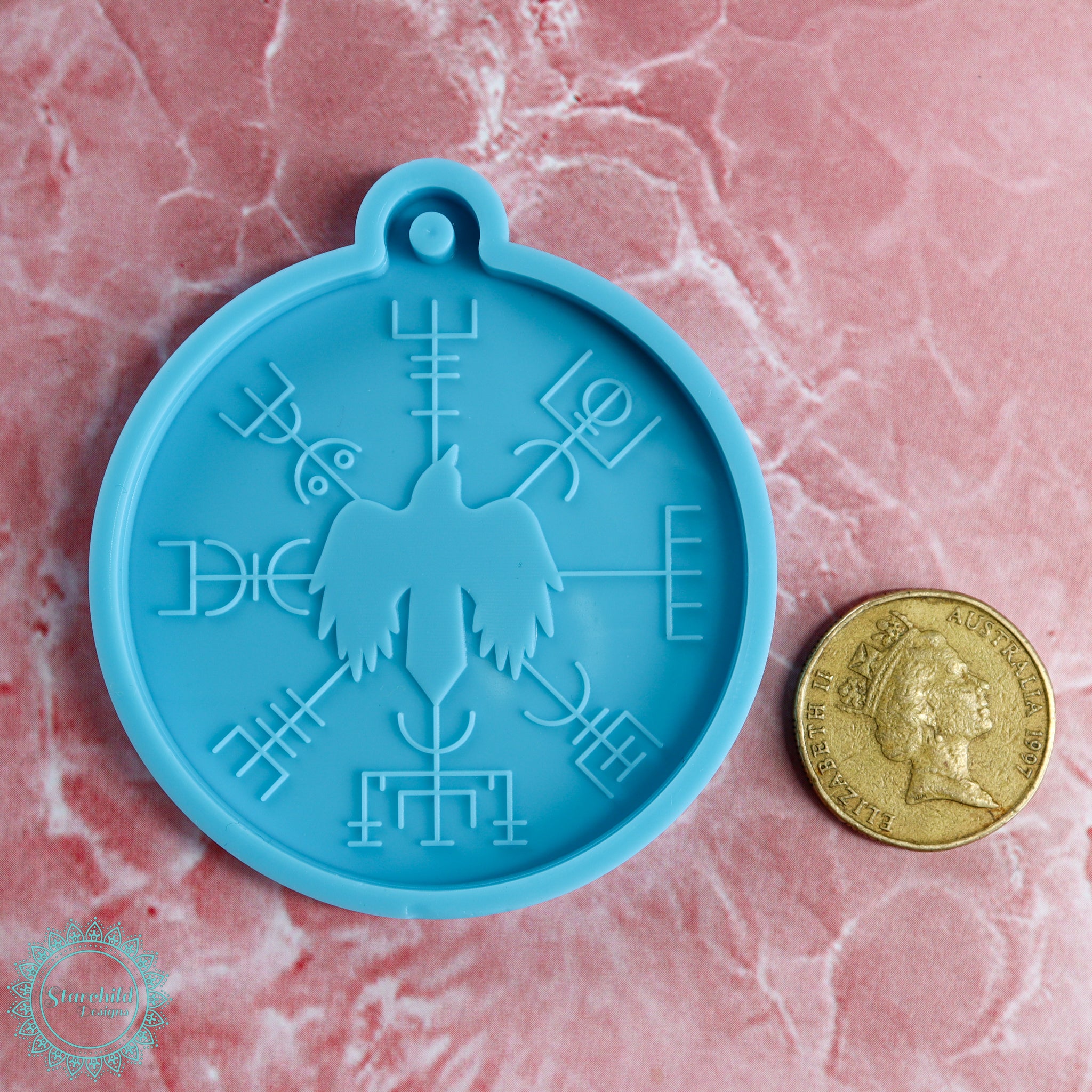 Raven Magic Norse Pagan Compass Keychain Silicone Mould, Epoxy Resin Art, Brisbane, Australia