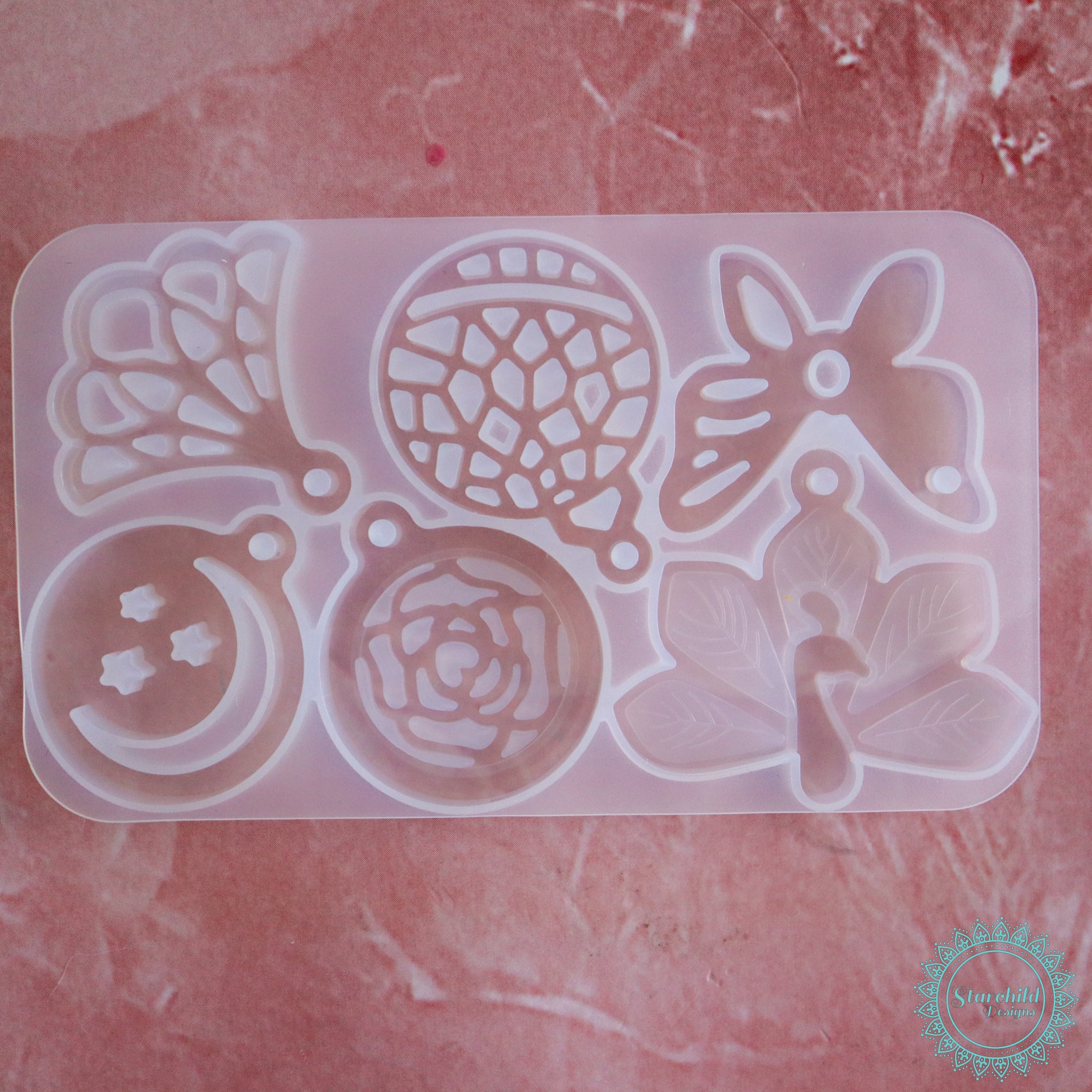Moon Star Peacock Butterfly Pendant - Silicone Mould