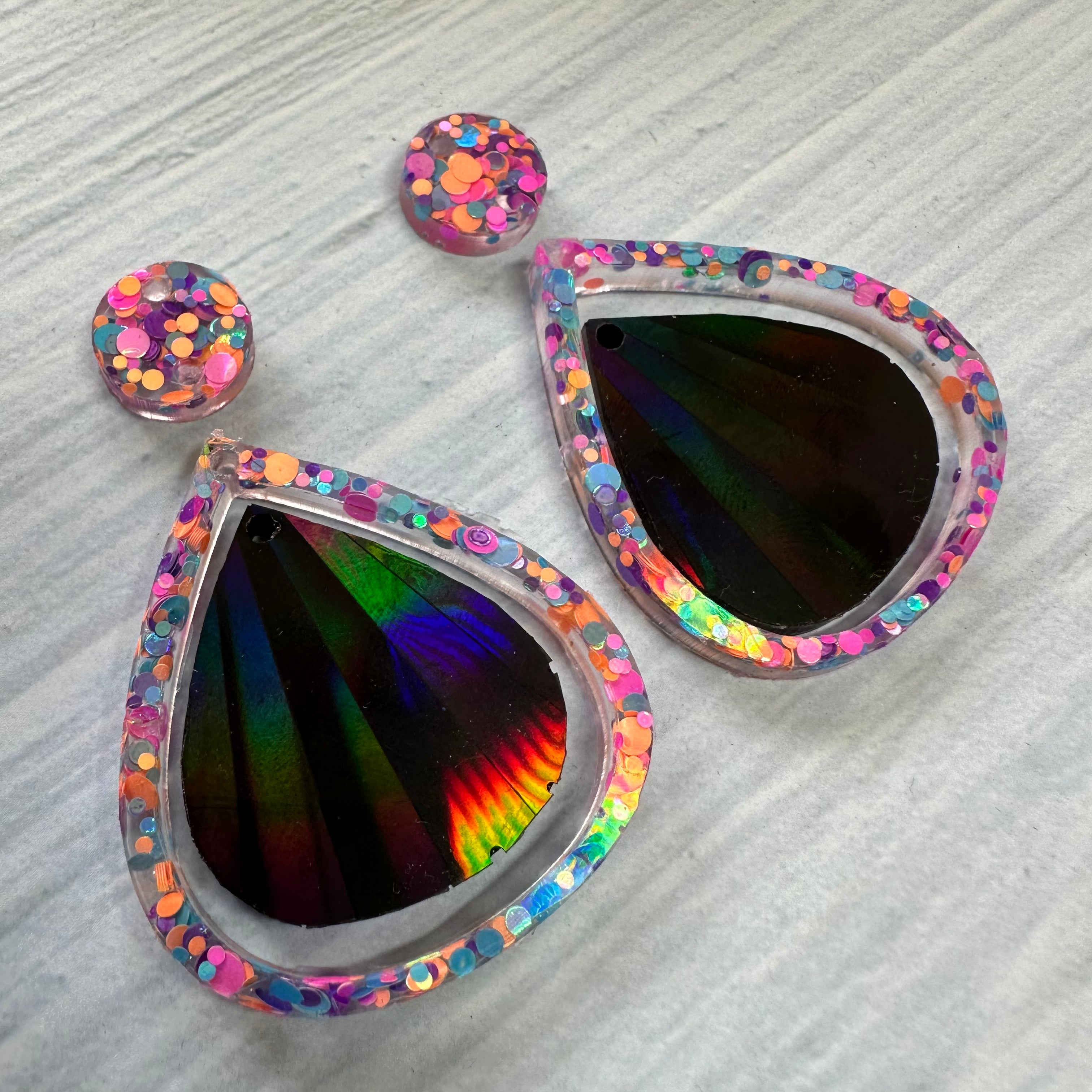 Holographic Teardrop Earrings - Silicone Mould