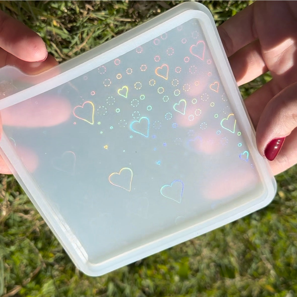 Holographic Heart Coaster- Silicone Mould