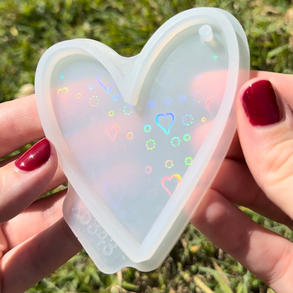 Holographic Double Heart Keychain - Silicone Mould