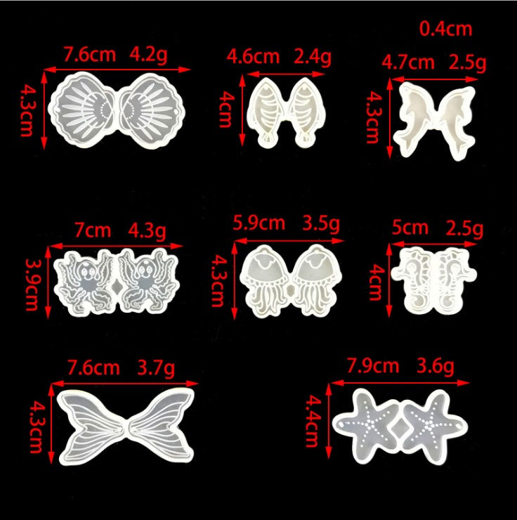 Beach Ocean Earrings (8 piece set) Silicone Mould